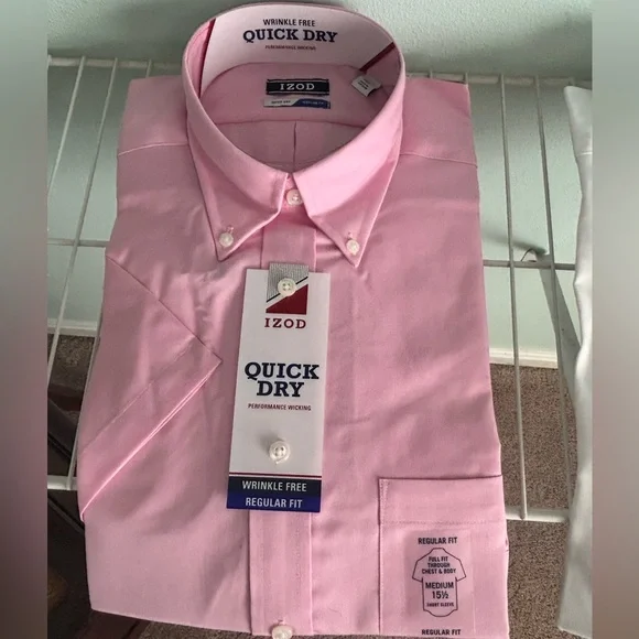 Izod Men's Pink Quick Dry Casual Shirt - Picture 1 of 4